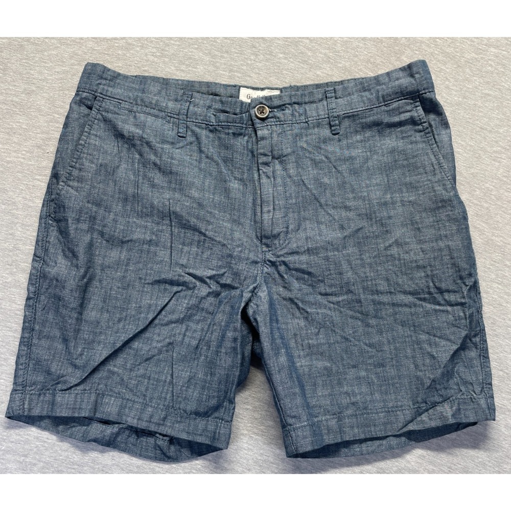 Goodfellow & Co Linden Chino Shorts Mens 34 Dark Blue Chambray Workwear Outdoor